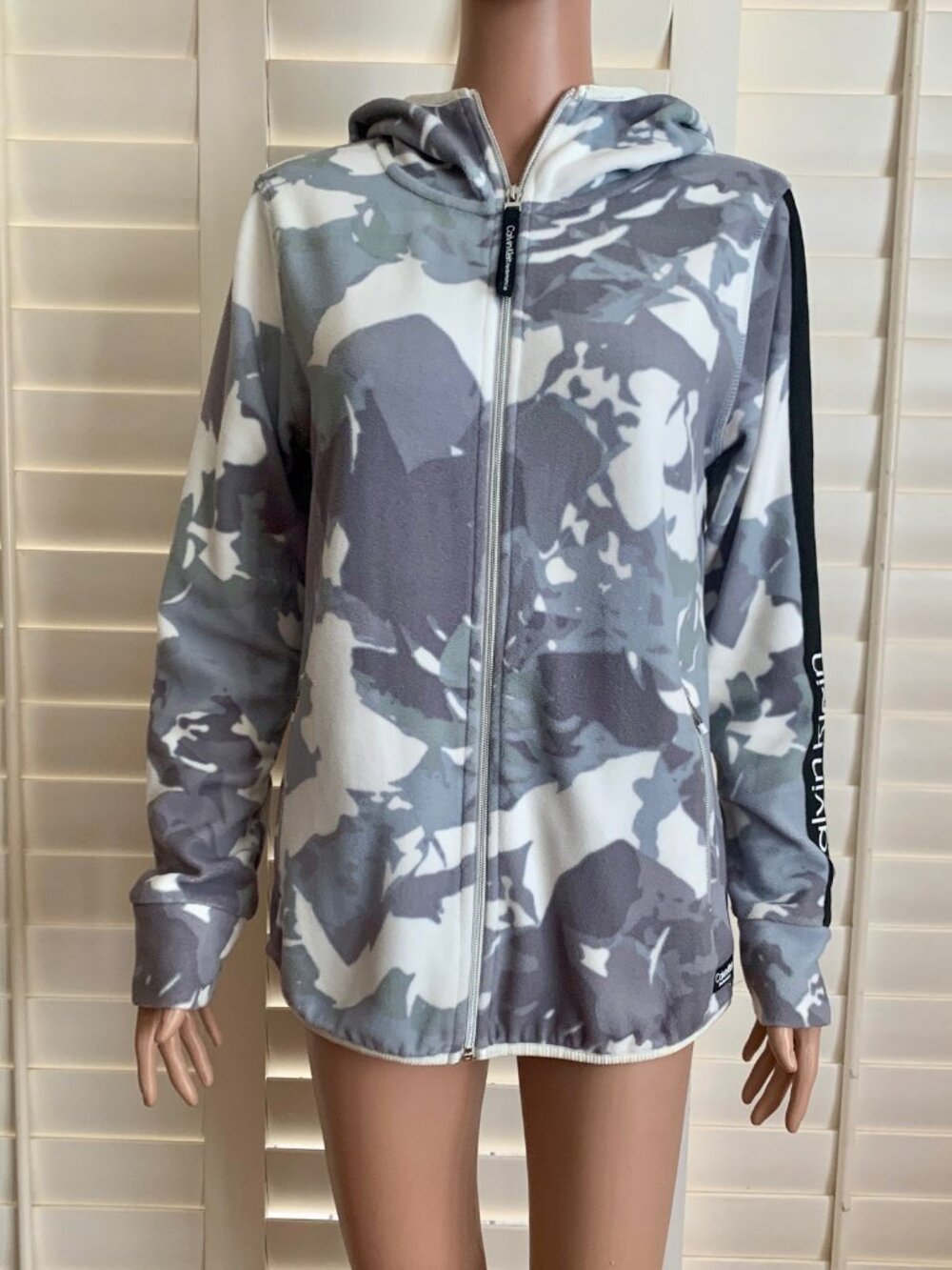 Calvin Klein Performance Gray Camo print zip up hoodie-L